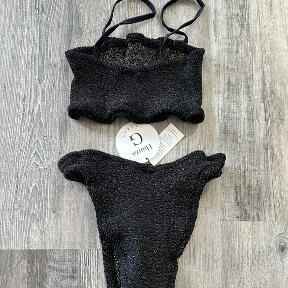 NWT 🐈‍⬛ Hunza G Gigi Bikini in Metallic Black Lurex - Picture 4 of 7